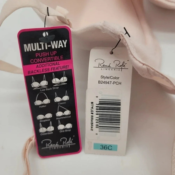 NWT Rene Rofe Lingerie Womens Size 36C Nude Beige Multi-Way Underwire Bra - Picture 7 of 8